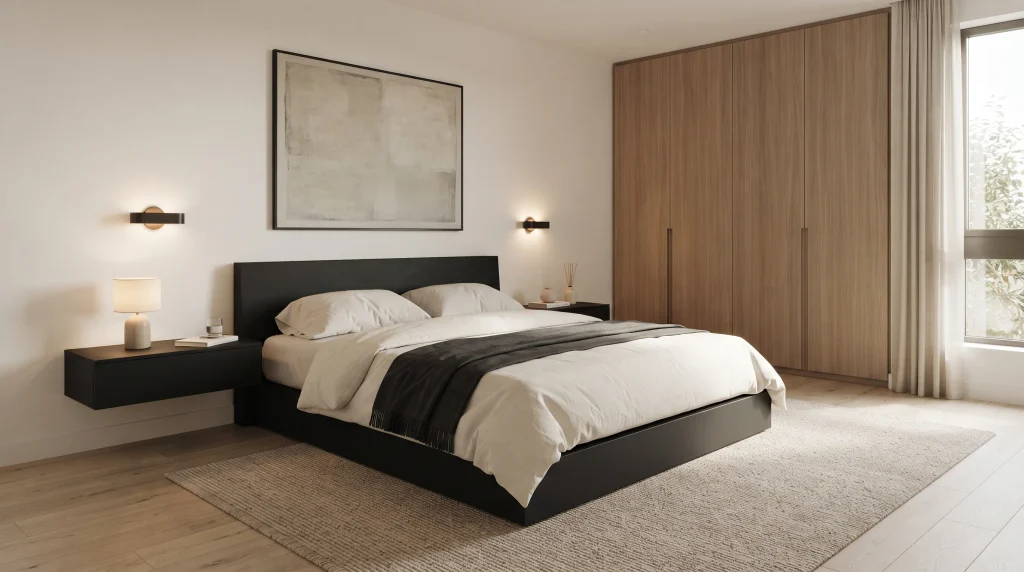 11. Minimalist Black Bedroom
