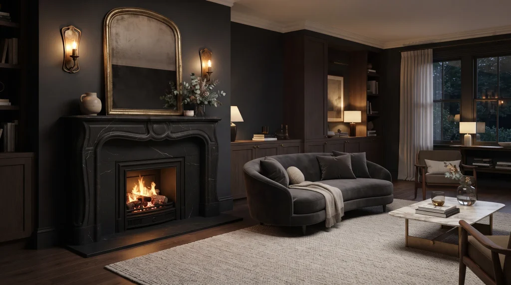 Black Nouveau Fireplace