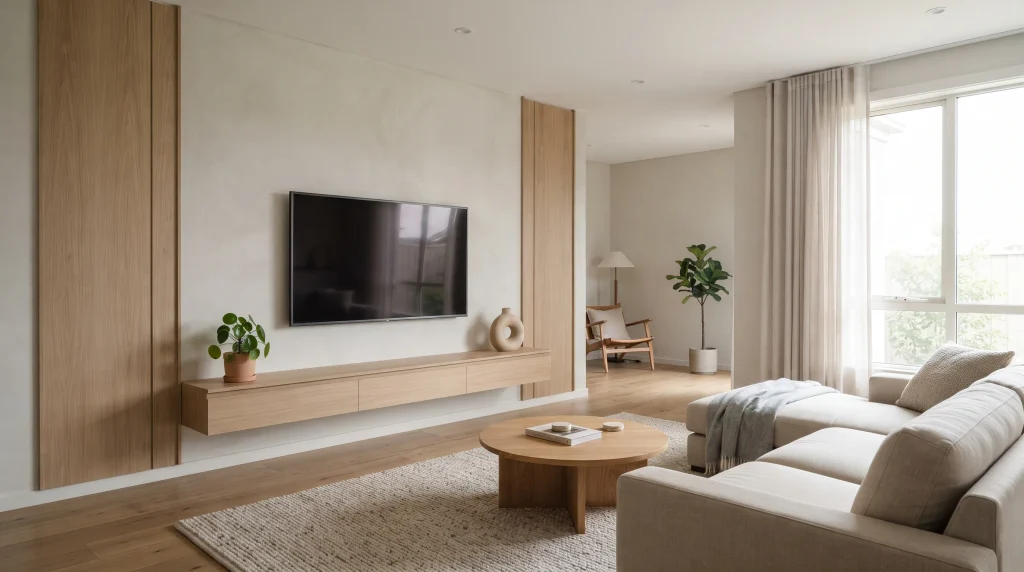 14. Minimalist Media Wall