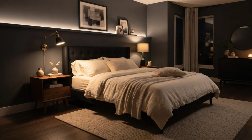 14. Warm Bedroom Lighting