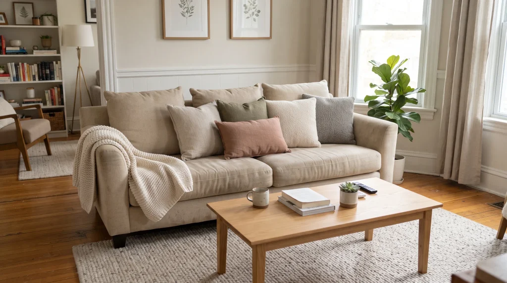 15. Layered Throw Pillows