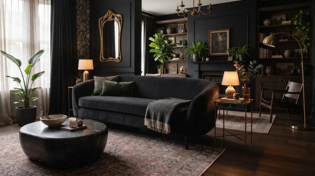 Black Nouveau Living Room Ideas