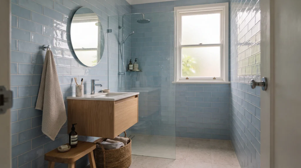 2. Light Blue Subway Tiles