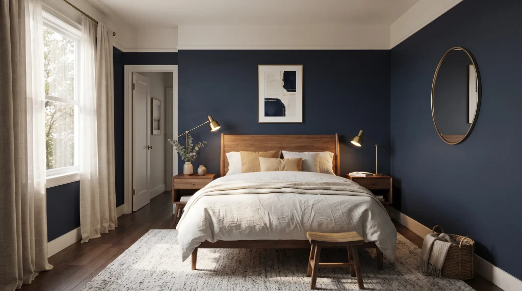 2. Deep Navy Walls
