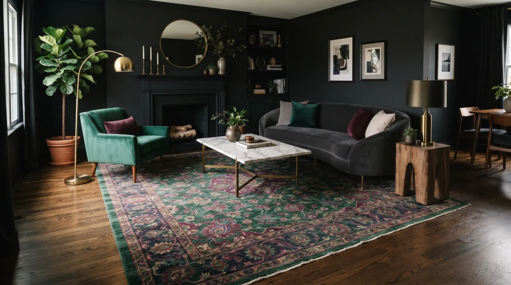 Jewel-Tone Patterned Rug