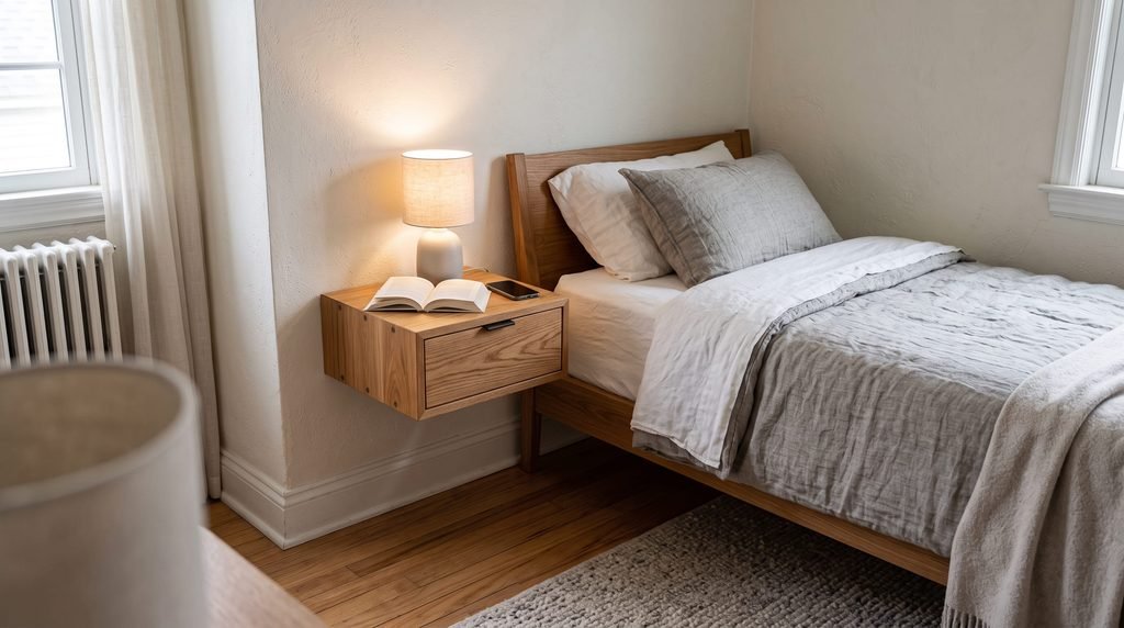 10. Replace a Bulky Nightstand With a Floating One