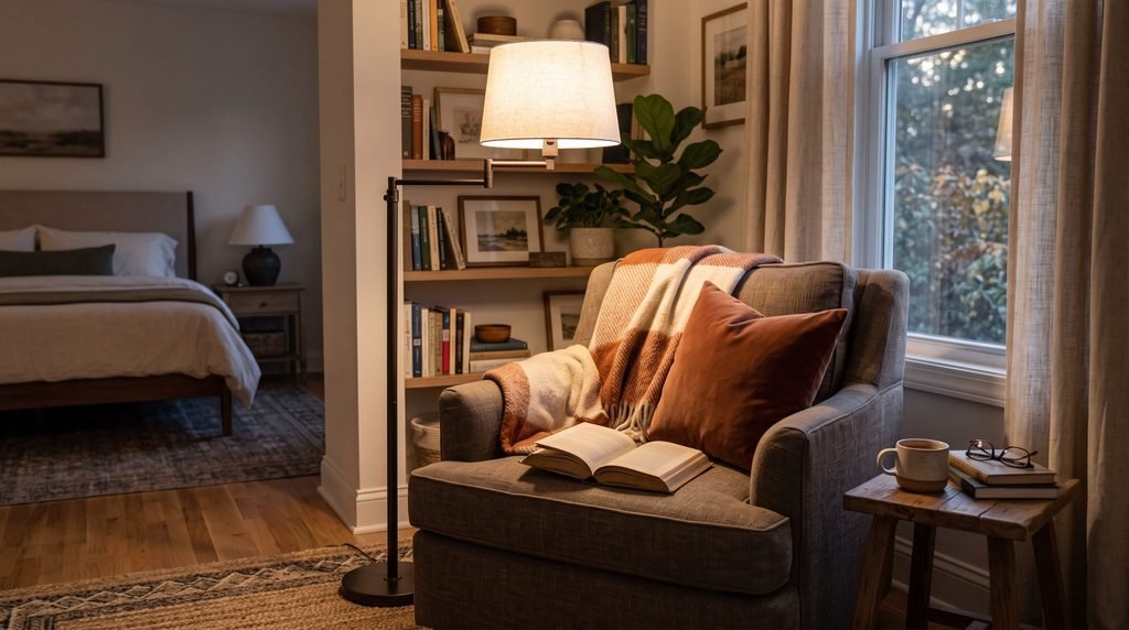10. Set Up a Floor Lamp in a Reading Corner