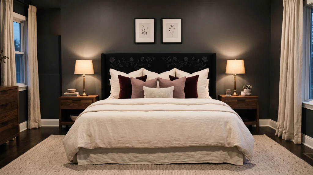  Black Floral Headboard
