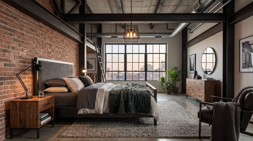 11. Try an Industrial Bedroom Palette