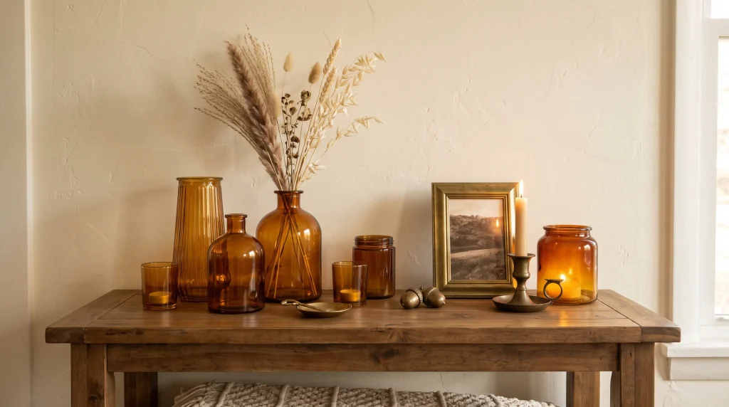 Amber Glass and Warm Metal Accents