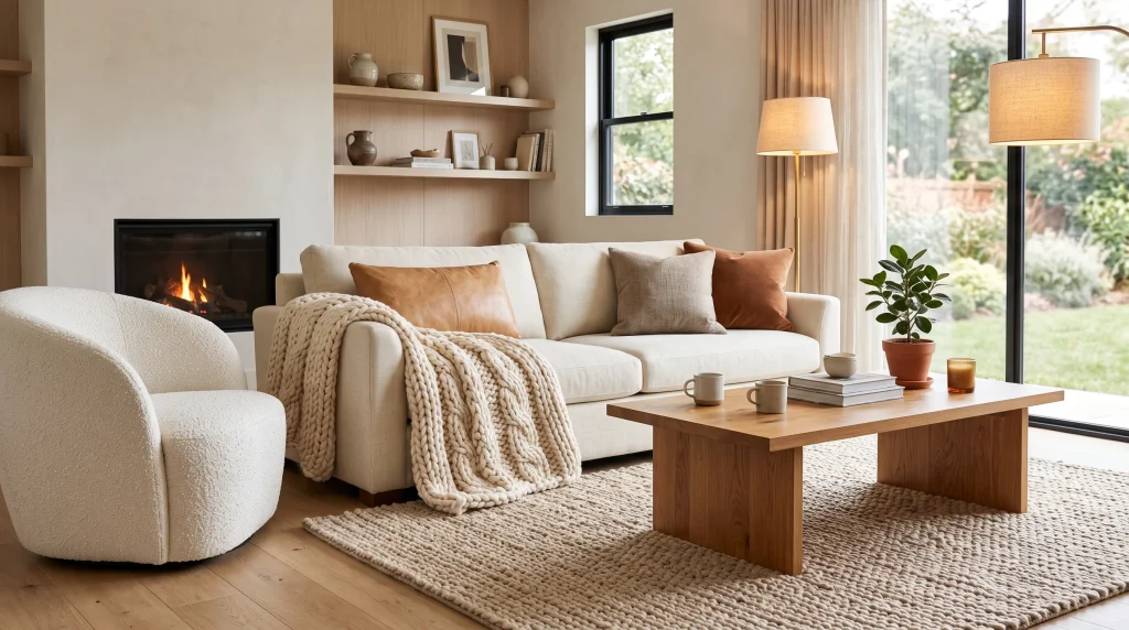 13. Create a Cozy Modern Living Room With Texture