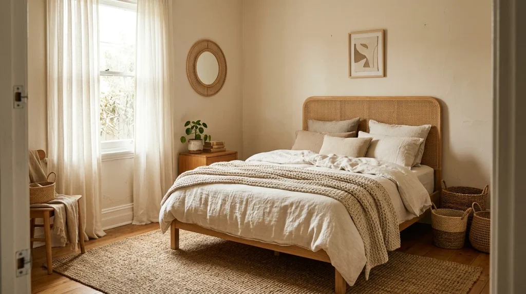 13. Try a Neutral Boho Bedroom