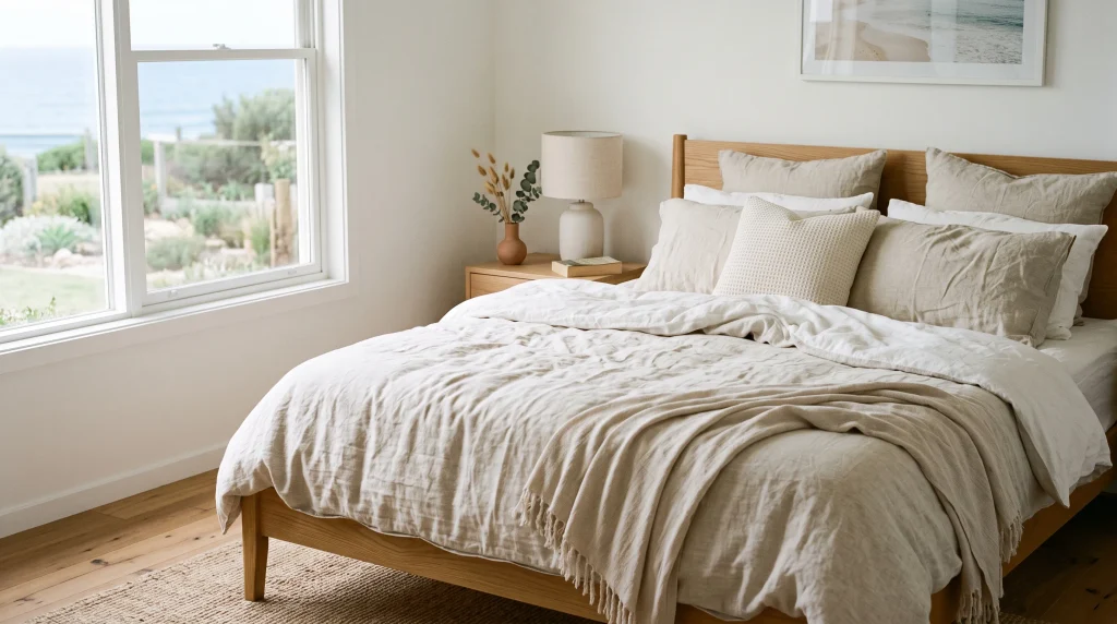 2. Layer Linen Bedding for a Breezy Look