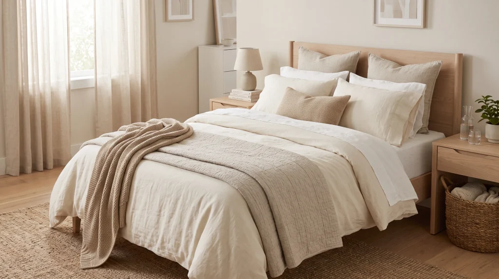 2. Cream Linen Bedding