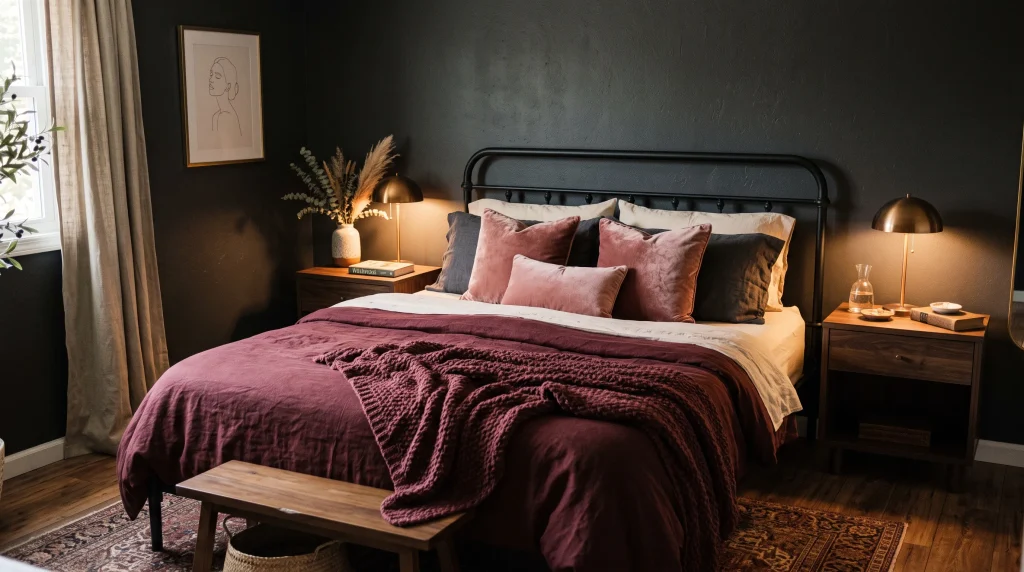 Burgundy Bedding Layers