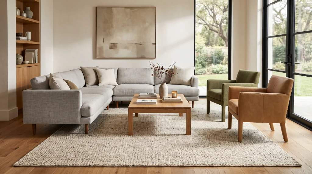 4. Make a Large Rug the Foundation of the Room