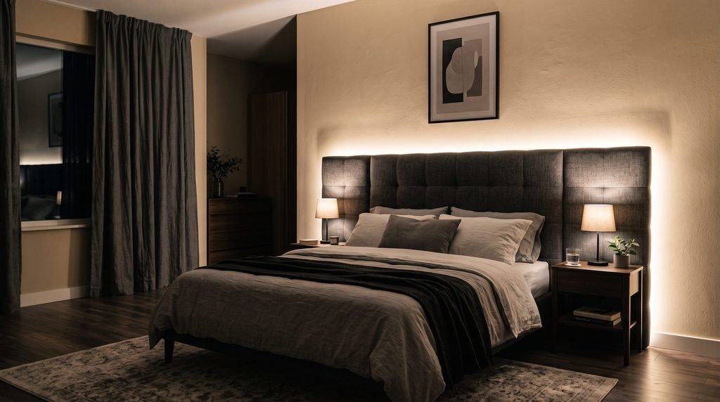 6. Add LED Strip Lighting Behind the Headboard